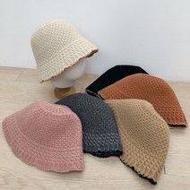 여자 가을 겨울 손뜨개 니트 버킷햇 모자