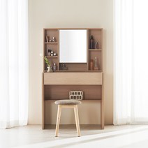 [감각적디자인+비밀선물] 파로마 에일리 800 수납서랍화장대 화이트화장대 서랍화장대+사각탁상거울, 오크+사각탁상거울