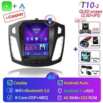 android 11 car radio for ford focus mk 3 2011-2017 tesla syle 멀티미디어 플레이어 2din navigation carplay hea, s10-2 카메라-64g dvr