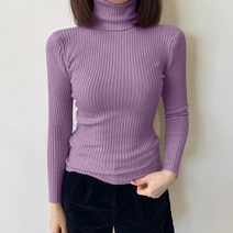 데일리앤 포이블 여성 슬림핏 이너 골지 터틀넥 니트