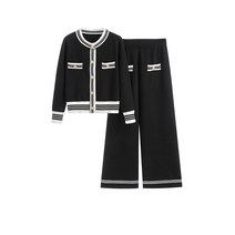 올드머니룩 명절며느리룩 청셋업 바스락 결혼식 하객룩 니트 와이드 팬츠 투피스 세트
