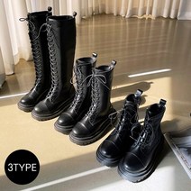 [바닐라슈] 아리언 3TYPE 레이스업 통굽 워커부츠(5cm)