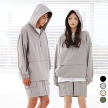 턴키 빅사이즈 아노락 반집업 후드 바람막이 + 반바지 상하의 세트 AJ-1150