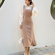 바이브루니 / 스퀘어넥 절개 라인 뷔스티에 머메이드 롱원피스 데이