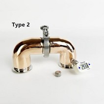 구리스 니플 니쁠 2 (51mm)OD64mm 트라이 클램프 구리 90 도 파이프 U 타입 엘보 세트 써모 웰 및 온도계 엘보 파이프 피팅, Type 2
