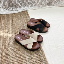 4.5cm 엑스자 슬리퍼 베이직 통굽 키높이 스트랩