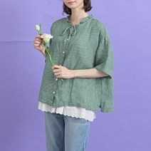 내추럴가든 잔고방 프릴 린넨 블라우스