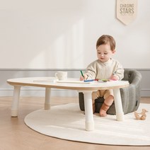 [루나스토리] 원목 와이드 유아 아기 책상 테이블_높이선택, 상판 다리27cm