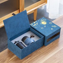 세라믹 컵 남자의 사무실 차 만들기 실용적인 분리 커버 물 세트, 01 파란