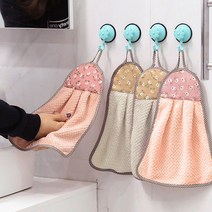 핸드타월 고리 카페 주방 손 수건 고급 타올 EW 가정용 코랄 플리스 욕실 흡수성 걸이식 인쇄 판촉 선물 926EA 1, 01 Bean Green + Meat powder tw