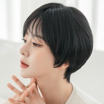 숏단발 숏컷 단발컷 여성 수제 통가발 리프컷 여자가발, S, 그레이브라운