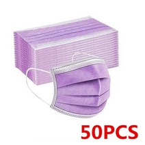 10-200pcs 일회용 외과 마스크 Earloop 6 종류 입 3 레이어 Meltblown 부직포 통기성 의료 얼굴, 10 50Pcs Purple