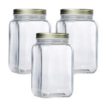 아트웨어 사각 과일청 유리병 밀폐 저장병, 3개, 2000ml
