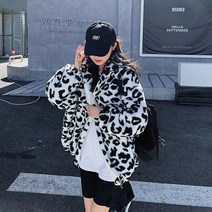 춘게엘 빈티지 오버사이즈 호피 후드 도톰 점퍼 xian281