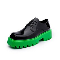 남성 가죽 더비 신발 스퀘어 토 레이스 업 플랫폼 플랫 출근룩 드레스 슈즈 정장 셀프웨딩