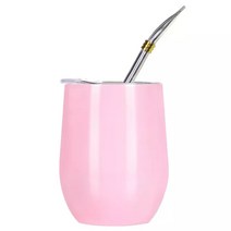 휴대용 예쁜 다도 다기 전통 찻잔 다관 잔 세트 yerba mate 조롱박 이중벽 스테인리스 스틸 메이트 및 봄빌라 에는 yerba mate 박(컵)과 1개의 봄빌라 포함, 분홍색