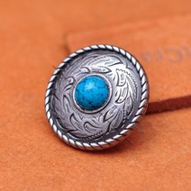 비즈공예 원석 골동품 실버 로프 사이드 프레리 먼지 꽃 새겨진 가죽 공예 안장 압정 청록색 Concho 버튼, 09 Light Blue Bead