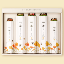 -23.5 프리미엄 꽃꿀 5종 선물세트 Honey in flower 아카시아꿀 야생화꿀 밤꿀 피나무꿀 대추나무꿀 때죽나무꿀 잡화꿀 상견례 선물 답례품, 구성1 (야생화), 세로(2023 꿀빛~)