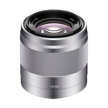 소니 중망원 단 초점 렌즈 E 50mm F1.8 OSS 실버 SEL50F18-S 미러리스 일안 카메라, 단일 옵션