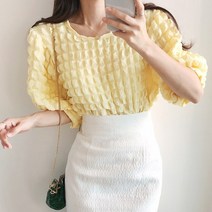 프린세스 몽글몽글 폼폼 퍼프 반팔 블라우스(bl708)