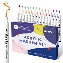 Arrtx-24/30/32 색 아크릴 페인트 마커 브러시 팁 펜 바위 돌 세라믹 도자기 머그잔 나무 패브릭 캔버스 마, 03 30 Pastel Set B