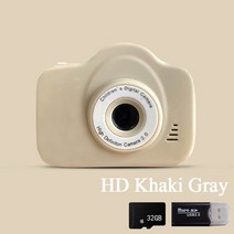 디지털카메라 디카 미니 디지털 듀얼 카메라 선물 미니캠 HD 1080P 비디오카메라, 카키그레이 32G