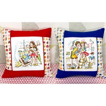 더스티치 십자수 쿠션 패키지 DIY 만들기 세트 캐릭터, 해피쿠션-빨강, 1개