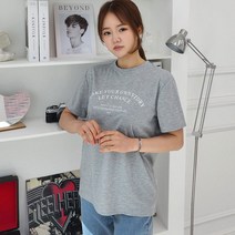 브리스살롱 여름 데일리티 심플 레터링 날염 캐주얼 반팔티
