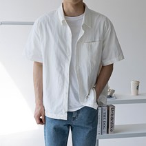 스타일에스 남자 빅사이즈 오버핏 아노락 포켓 반팔 셔츠 자켓 남방 스트링 셔켓