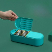 건전지보관함 코드 케이스 수납 파우치 플라스틱 가방, 노란색 3겹
