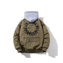 빈티지 글자 니트 남성 재킷 힙합 패션 윈드브레이커 겨울 코트 파카 디자이너 커플 의류