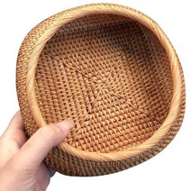 WiGs 등나무 과일 및 야채 저장 손으로 짠된 스토리지 바구니 빵 바구니 스낵, Wood