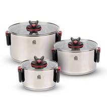 엔젤쿡 폴드 접이식 스텐 양수 냄비세트, 3종 (양수냄비 17cm+21cm+25cm)