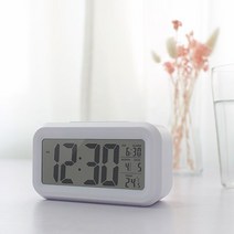 캘린더 LCD 프라임 강력 스마트 자동백라이트 스마트알람시계 온도측정 디지털 시계 알람 탁상 빅, 화이트