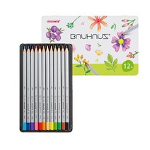 [문구조아] 모나미 바우하우스 12색 나무 색연필 틴케이스, 2개