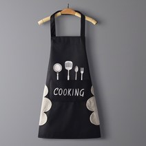 제작업체 신혼 앞치마 유니폼 영양사 원피스형 프린트 위생복 각인서비스 어린이집 고깃집, 블랙화이트손닦이 COOK[방수형]