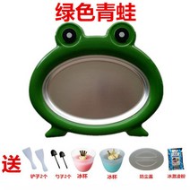 철판 아이스크림 만들기 롤 아이스크림 제조기 아이스크림 메이커 가정용 트레이 소형, 청개구리 + 삽2개+스쿱2개+아이스컵 2개
