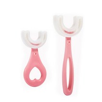 360 도 U자형 아기 칫솔 실리콘 구강 관리 청소, 6.Pink Set