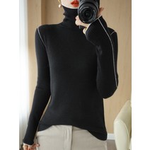 터틀넥 가을과 느슨한 풀오버 파일 칼라 탑 패션 얇은 여성 가을 겨울 긴팔 니트 스웨터