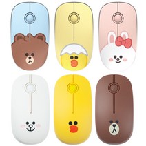 라인프렌즈 무소음 무선 마우스 정품 캐릭터 곰돌이 브라운 토끼 코니 병아리 샐리 소리안나는 저소음 사무용 업무용 귀여운 커플, 미니베이비 샐리, 라인프렌즈 미니베이비 무선 마우스