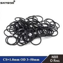 NBR O 링 씰 개스킷 두께 CS 1mm OD 3 ~ 50mm 니트릴 부타디엔 고무 스페이서 내유성 와셔 원형 검정색 50 개, OD 50mm ID 48mm_Black | 1mm