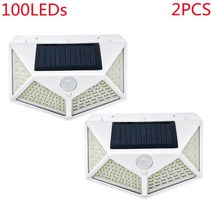 야외 100 led 태양 광 모션 센서 방수 햇빛 정원 장식 가로등 태양 광 발전 랜턴 벽 램프, 흰색 100leds 2pcs