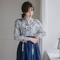 생활한복세트 물망초 저고리 + 차미 허리치마