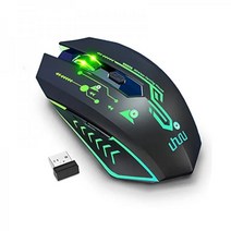 UHURU WM-02Z 무선 게이밍 마우스 6개의 프로그래밍 가능한 버튼이 있는 2.4G 충전식 최대 4800DPI까지 5개의 조절 DPI 노트북 PC Mac과 호환되는 7