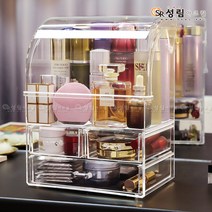 성림아크릴 일체형 올인원 화장품 정리함 대형 화장대 정리 메이크업 보관함 서랍형 투명 아크릴 박스, 1Ea