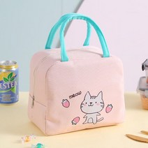 회사원도시락가방 스텝도시락 핸드백 애니메이션 쿨러백 있음 밥 식사함 대용량 직장인 런치가방 2986734344, 핑크 미니고양이 - 1개입