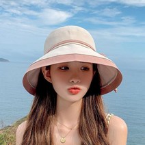 옷자락 [옷자락] 여자 피서 톤온톤 배색 벙거지 모자, FREE, C2101_블랙/FREE