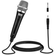 moukey dynamic 마이크 with 13ft 케이블 가라오케 마이크 금속 핸드헬드 하트 유선 마이크 for sing stage party karaoke machine, 그레이