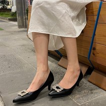 여성 스퀘어 장식 펌프스 힐 zn373