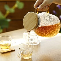 보고 니토 엠보 내열 유리 나무뚜껑 홈카페 우드 워터 저그 티포트 물통 1.6L